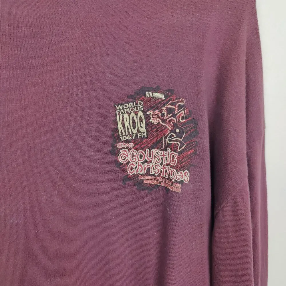 Vintage 1995 KROQ Almost Acoustic Christmas T-Shirt Men Large Burgundy Radiohead